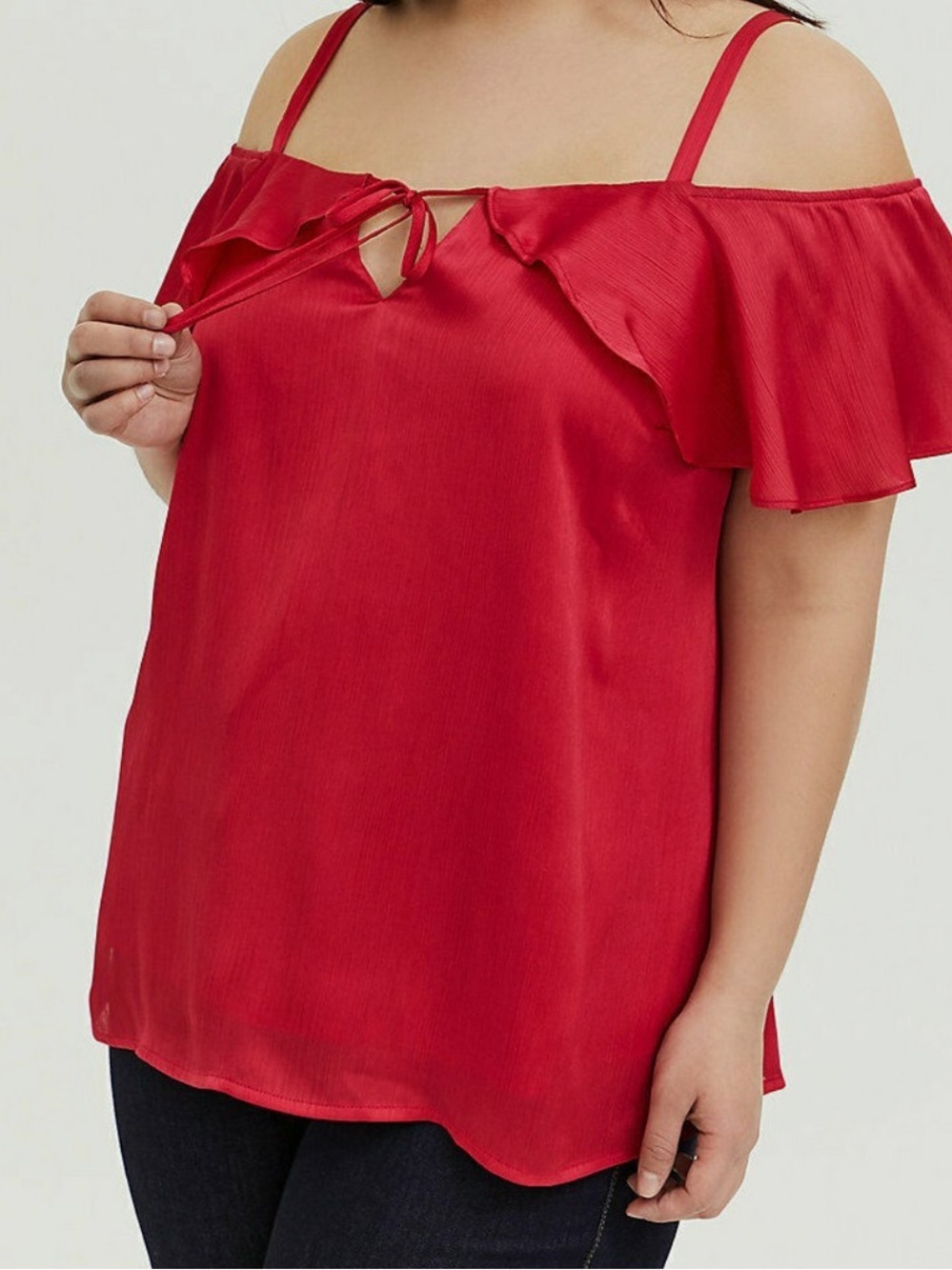 Torrid Redish Pink Ruffled Cold-Shoulder Cami Top